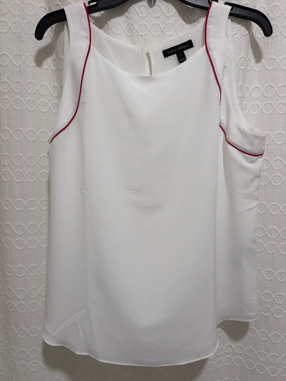 Like new never worn draping white cami style top with red piping